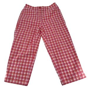 Liz Claiborne Womens Size 4‎ Gingham Cropped Pants Red White Casual Capri